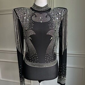 Banjul Elegant Black Rhinestone Bodysuit, Different Sizes, NWT